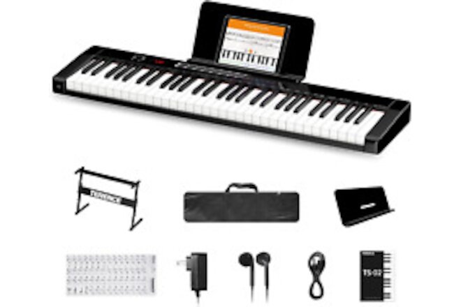 61 Keys Piano Keyboard, Electronic Digital Piano with Semi-Weighted Keys, LCD Di