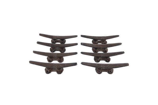 8 Cleat Boat Hooks Handles Cast Iron Ship Dock Nautical Decor Rustic Finish 5 in