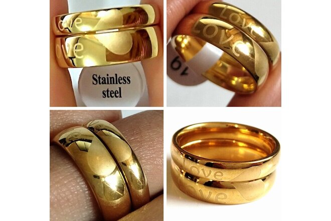 50pcs(25pairs) Lovers Love Couples Gold Stainless Steel Wedding Engagement Rings