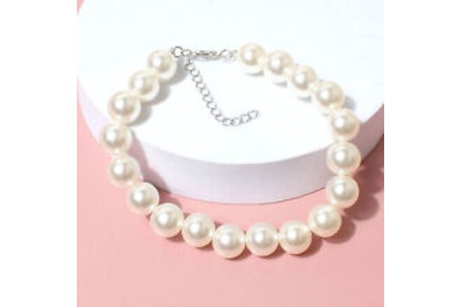 Pet Necklace Simplicity Adjustable Stylish Dogs Faux Pearls Necklace Loop Resin