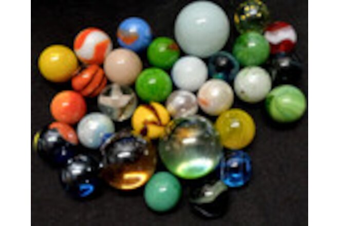 Vintage Marbles Lot Of 30 Mega Marbles Vacor .556"-.991"