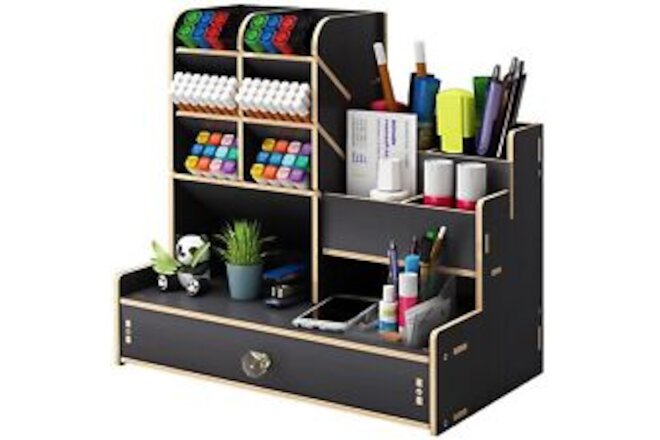 marbrasse upgraded wooden pencil holder, pen organizer for desk , easy assembly,