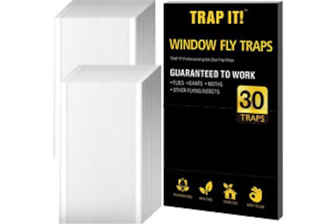 30 Pack Enlarged XL Window Fly Traps for Indoors, Non-Toxic Fly Paper Sticky Glu