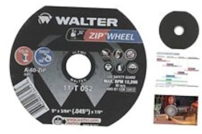 Walter 11T052 5x3/64x7/8 ZIP Performance Cut-Off Wheels Type 1 A60 Grit, 25