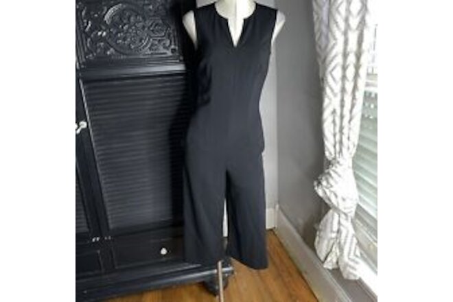 St. John Jumpsuit Pant Suit Black Sleeveless Cropped 0