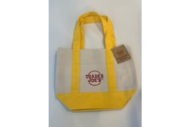 NEW Limited Edition Trader Joe's Mini Canvas Tote Bag - YELLOW