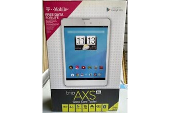 Brand New Trio AXS Quad Core 4g 16gb White Tablet