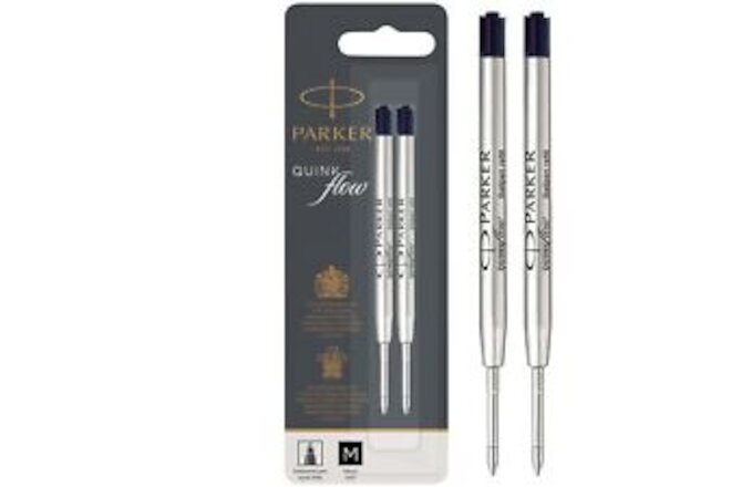 QUINKflow Ballpoint Pen Ink Refill, Medium Tip, Black, 2 Pack