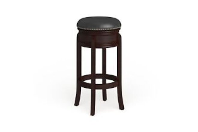 29'' High Backless Wood Barstool with Carved Apron and Black 17"W x 17"D x 30"H