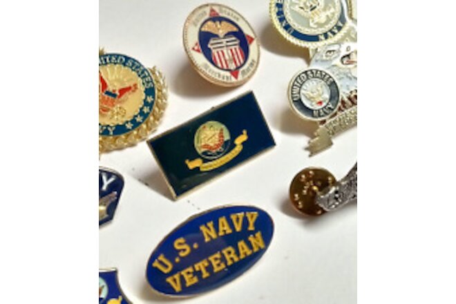 United States Navy Eagle Flag USN Souvenir Lapel Pin Lot (10 Different)