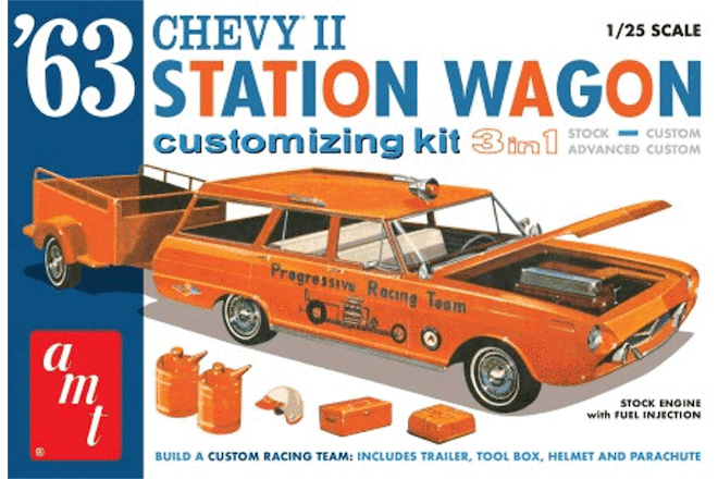 AMT 1963 Chevrolet II Station Wagon W/ Trailer 1/25 Scale AMT-1201