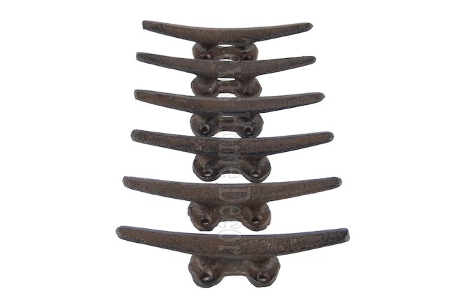 6 Cleat Boat Hooks Handles Cast Iron Ship Dock Nautical Decor Rustic Finish 5 in