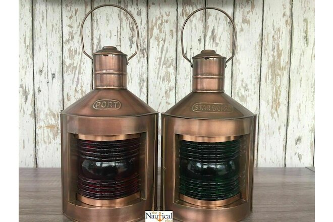 Pair Of Nautical Lantern Port And Starboard handmade Oil Lantern Made From Metal