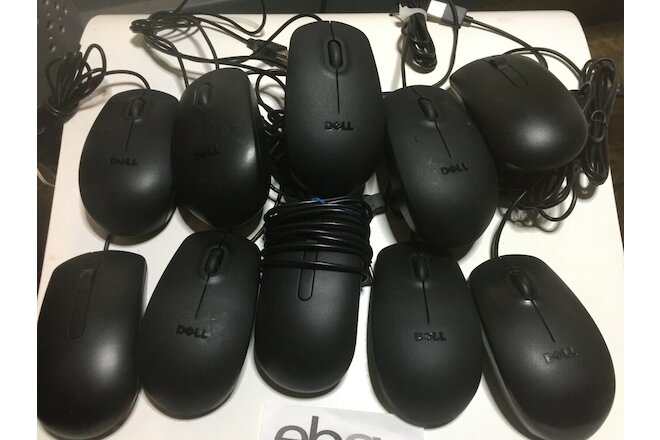Lot of 10 Dell Black USB Optical Mouse w/ Scroll Wheel 11D3V 5Y2RG 356WK 9RRC7