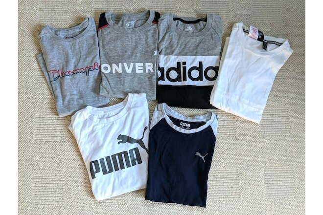 Lot of 6 Adidas Puma Converse Champion Boys Sport t-shirts sz 8-10,10-12 cotton