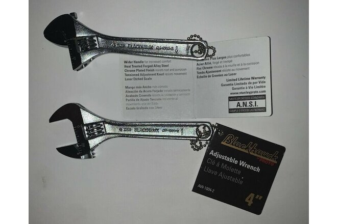 LOT of 2 BLACKHAWK PROTO 4" ADJUSTABLE WRENCH AW-1004-2 LASER ETCHED