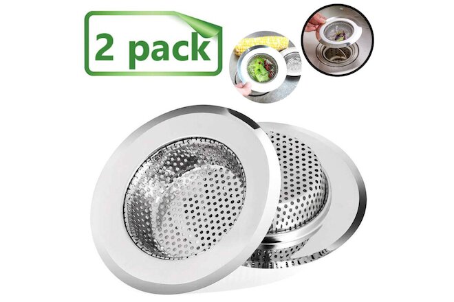 2Pack 4.5" Kitchen Sink Strainer Stopper Stainless Steel Drain Basket Waste Plug