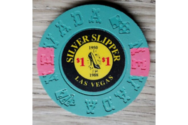 $1 Las Vegas Silver Slipper Borland Casino Chip - Uncirculated