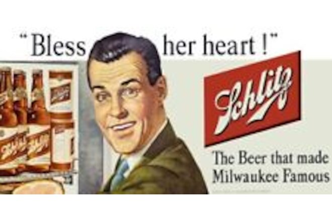 Schlitz Beer - Bless Her Heart! NEW Sign 18x36" USA STEEL XL Size