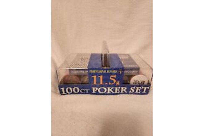 Professional Player 11.5g 100 CT Poker Chip Set with Case & Cards New