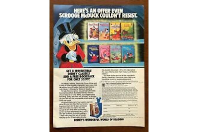 1987 Disney Books Scrooge McDuck Vintage Print Ad/Poster Reading Art Décor 80s