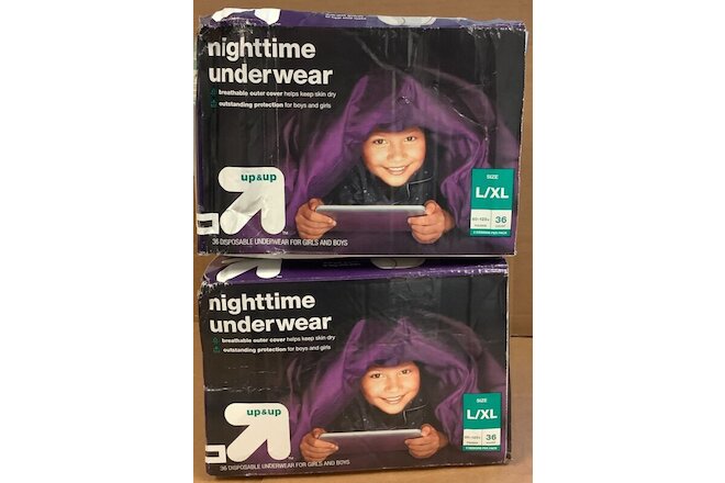 Up & Up~L/XL Nighttime Underwear~60-125+lbs~36 Count~Lot of 2~FREE SHIPPING~
