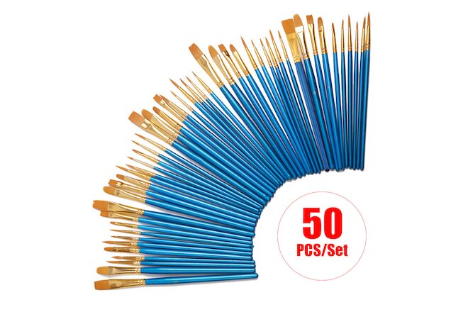50PCS Paint Brushes Acrylic Painting Brush Set Art Watercolor Paintbrushes Craft
