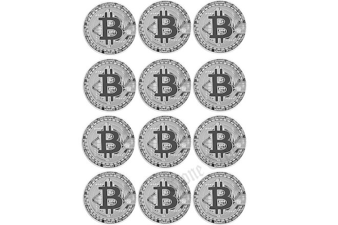 12PCS Physical Bitcoin Commemorative Coin Gold Plated Collection Collectible