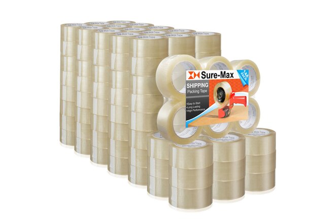 144 Rolls Clear Carton Sealing Packing Tape Shipping - 1.8 mil 2" x 110 Yards