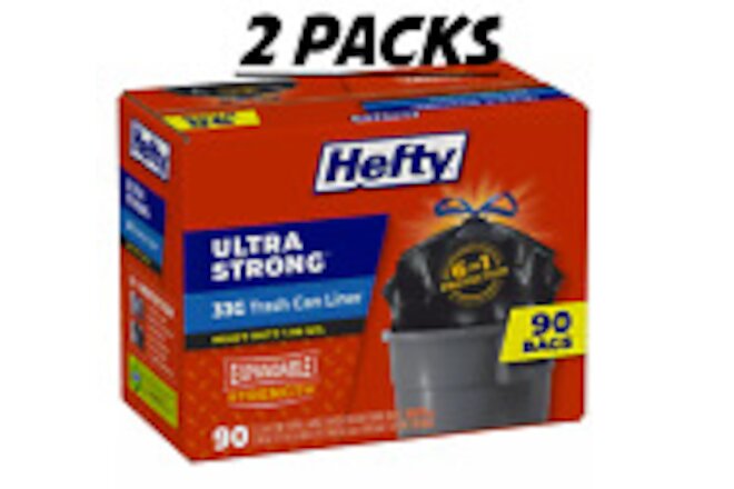 Hefty Ultra Strong 33-Gallon Trash Bags (90 ct.), 2 Packs