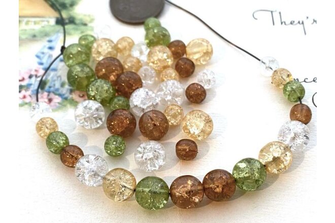 Vintage Translucent Crackle Glass Beads Mix 32