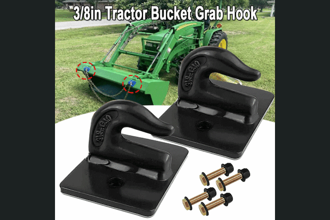 2Pcs 3/8" Bolt On Grab Chain Hooks For Skid Steer Loader Plate Tractor Bucket