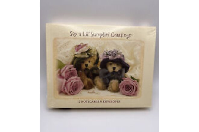 Boyds Bears Say a Lil Sumptin Notecards 12 cards & envelopes Teddy Bears & Roses