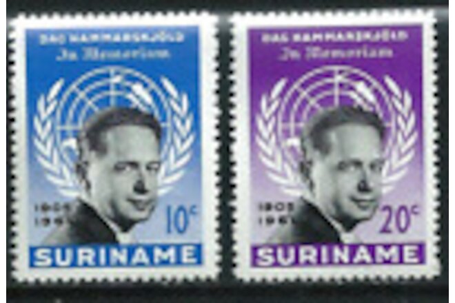 SURINAM -1962- Remembrance Day for Dag Hammerskjold, 1905-61 - Set/2 - #301-302