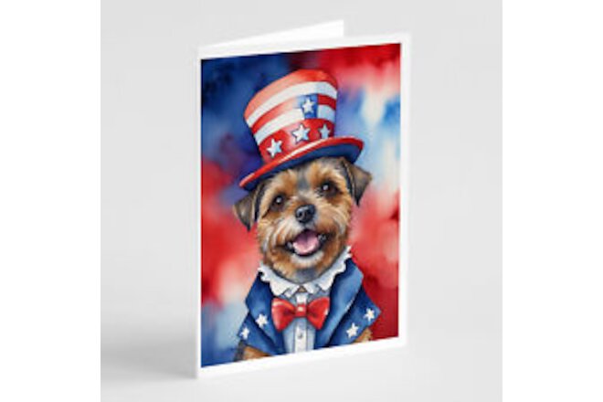 Border Terrier Patriotic American Greeting Cards Envelopes Pk 8 DAC5664GCA7P