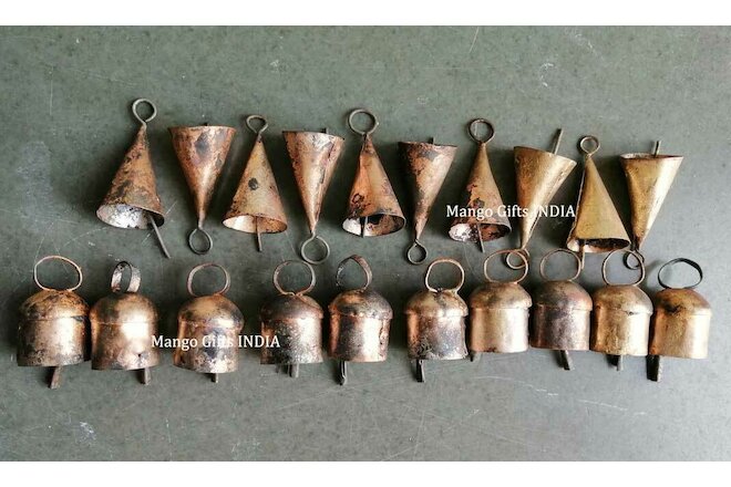 Handmade Shabby Chic Rustic Iron Tin Metal Cow Bells Chimes Vintage Lot 20 Pcs
