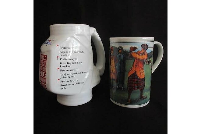 Collectable Golf Souvenir Coffee Mugs/Cups (2) Scotland & Malaysia