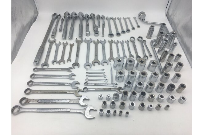 Lot of 98 Craftsman U.S.A. - Combination, Box / Open-End, Socket, Speed Wrenches