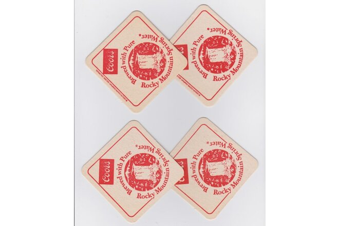 BEER COASTERS  COORS BREWED WITH PURE  ROCKY MOUNTAIN SPRING WATER  X 4