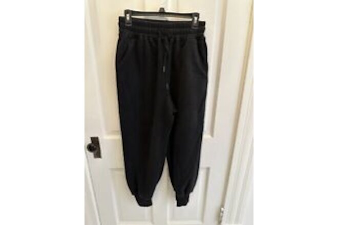 Women Sweatpants Cotton Joggers Lounge Pocket Workout Gym Pants Black Sz Medium