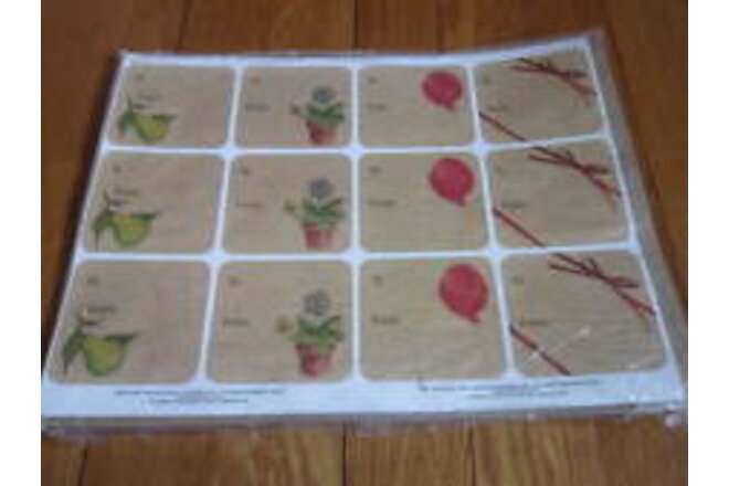 Vtg Gift Tags 24 Current Craft Assortment Pear, Primrose, Balloon Red Ribbon