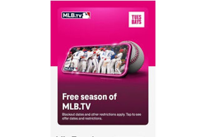 2024 MLB.TV Baseball Subscription Full Season Pass from T-mobile Tuesday