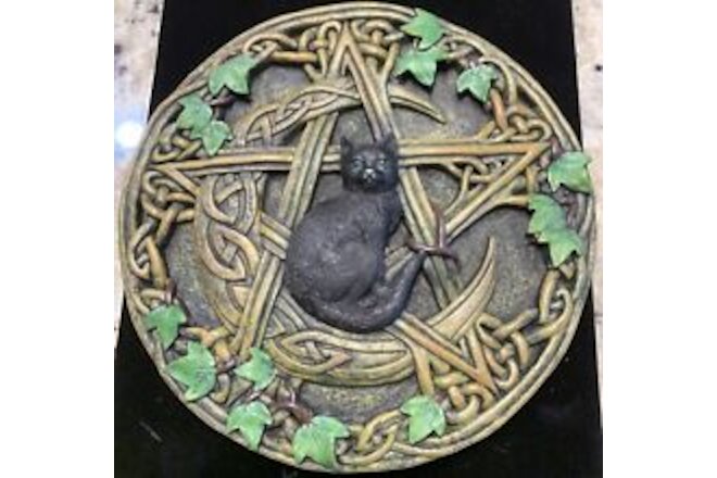New Last One Cat Pentacle Plaque Dryad Design Wicca Pentagram Altar Stone Finish