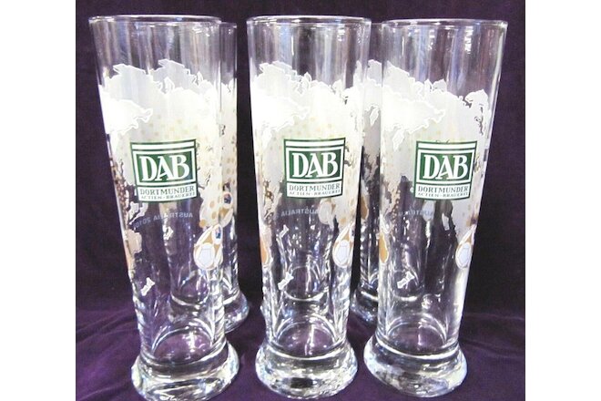 DAB Dortmunder Beer Glass x 6 Soccer Australia 2010 21cm collectable Promotional
