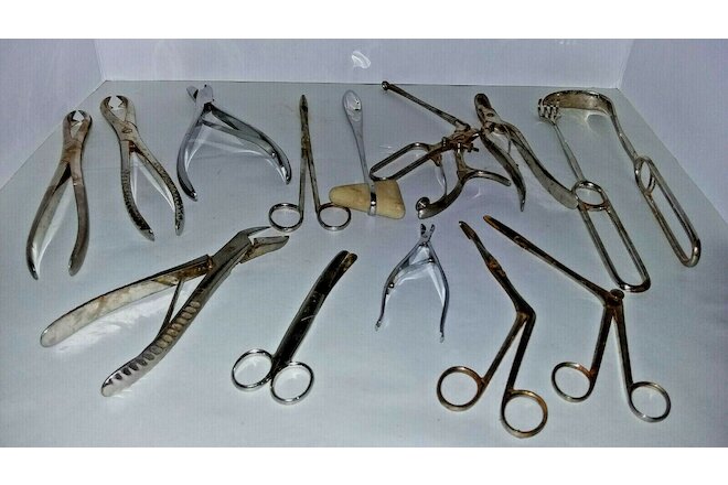 Vintage 14pc LOT Dentist Tools Dentistry Collectibles Handpieces & Instruments