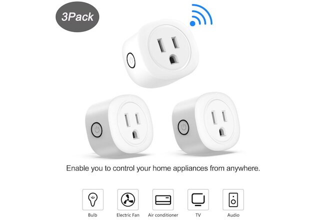 3Pack Smart WIFI Plug Switch Outlet Alexa Echo Google Home Remote Voice Control
