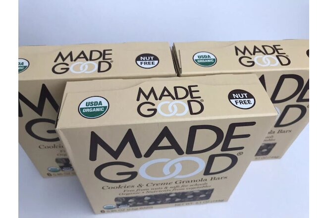 (3 Boxes) Made Good Cookies & Cream Organic Granola Bars 6 Bars each 9/2022+