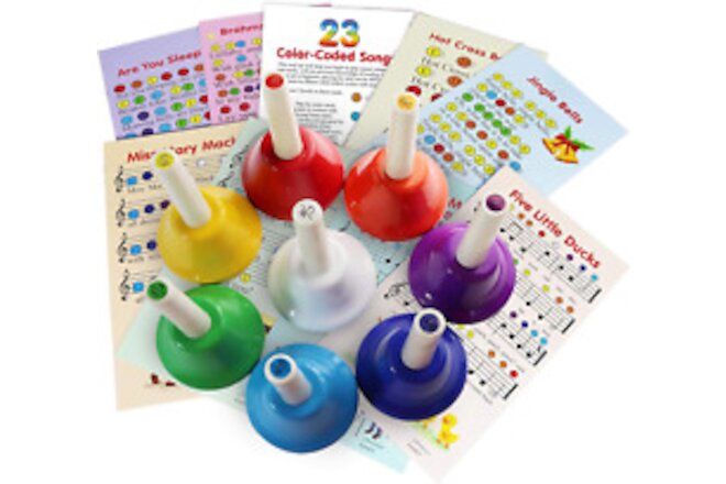 Color Hand Bell Set for Children - 8 Note Diatonic Metal Desk Bells - 23 Color-C