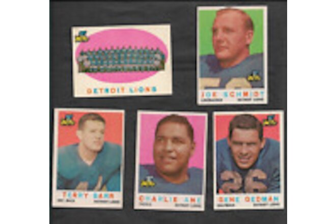 15 1959 Detroit Lions cards #3 Team 6 Schmidt 14 21 35 44 66 85 131 Lary, 170 NM