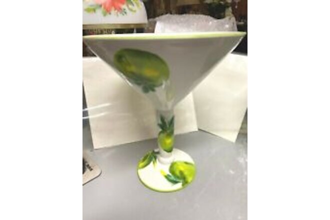 Style-Eyes by Baum Bros Martini OVERSIZED Green Apple Glass Porcelain 10 1/4"